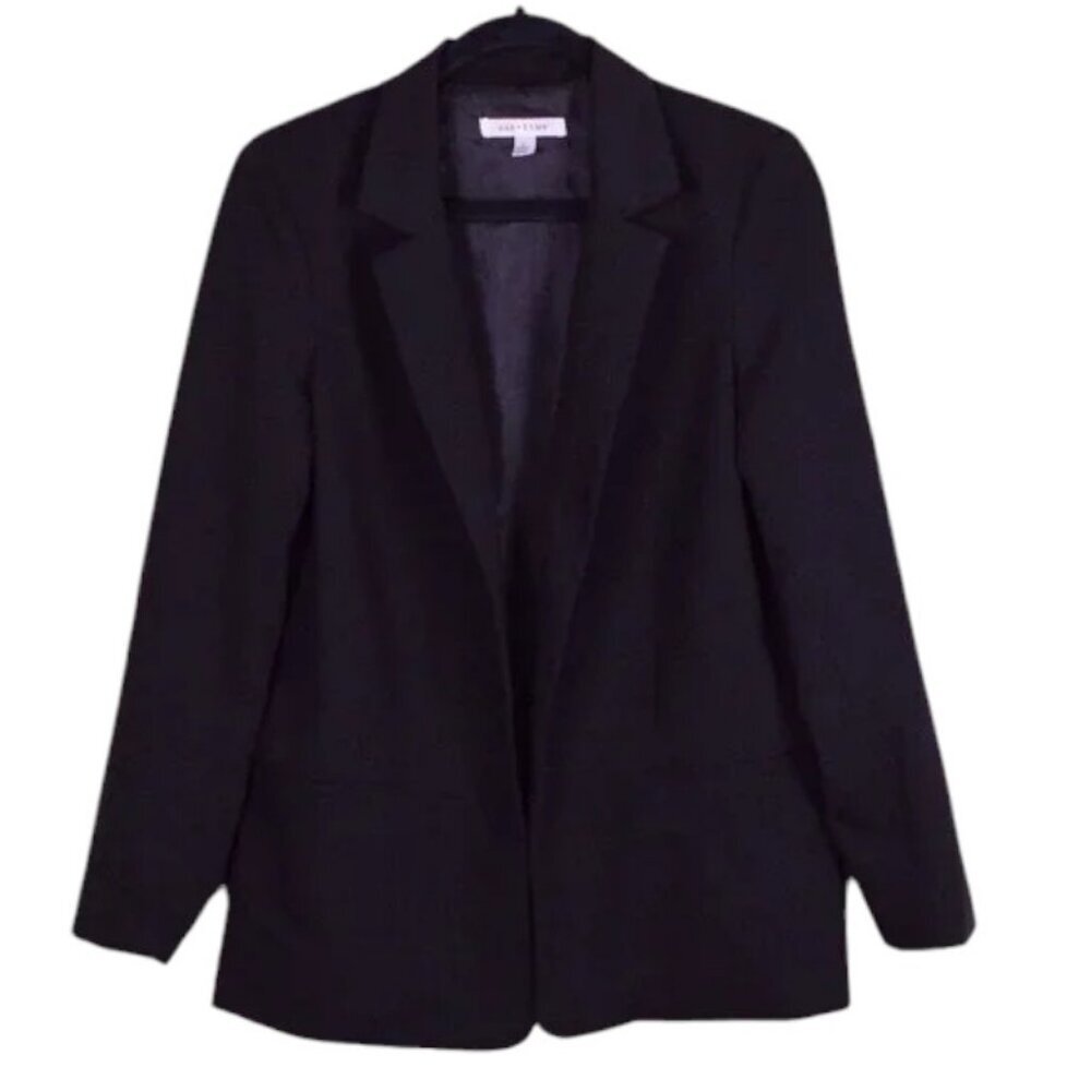 Women's AVA + ESME Black Notched Lapel Long Sleeve Blazer Jacket - Size L